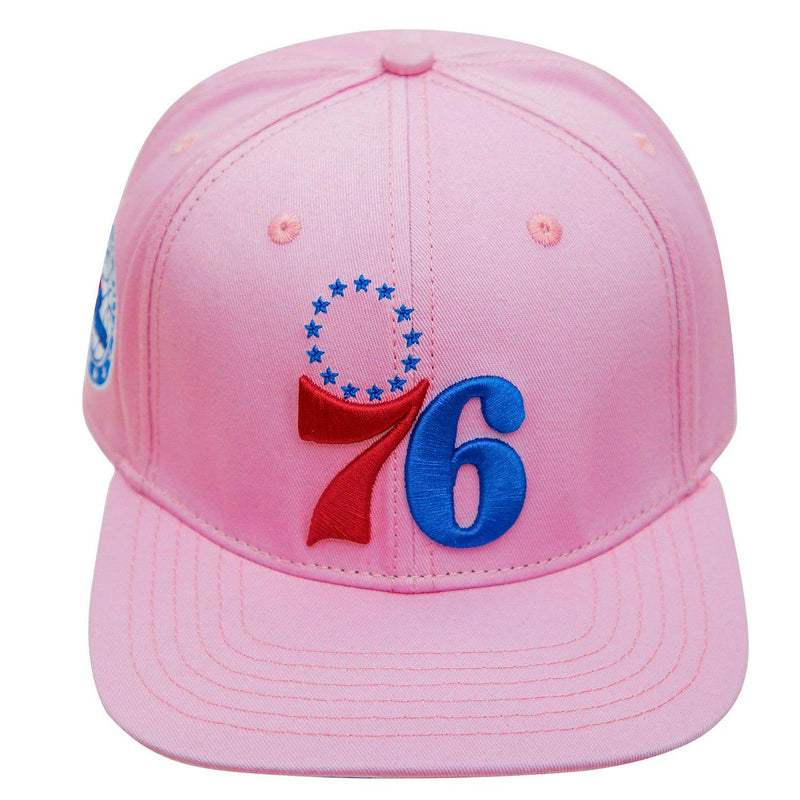 Pro Standard Philadelphia 76ers Classic Logo Snapback Hat Pink Red Blue Patch