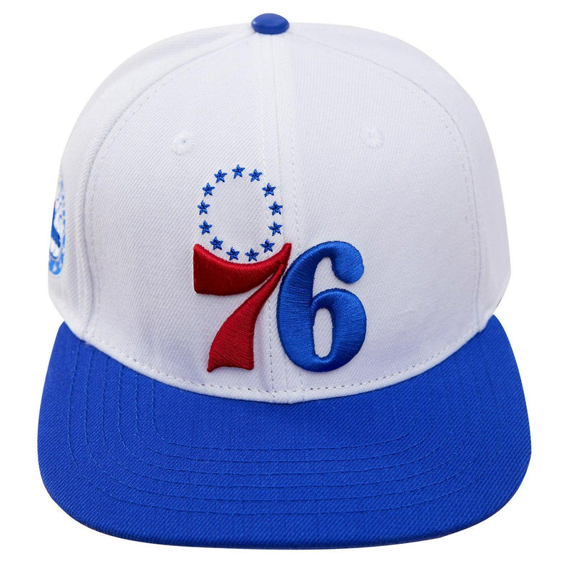 Pro Standard Philadelphia 76ers Classic Logo Snapback Hat White Red Blue Patch