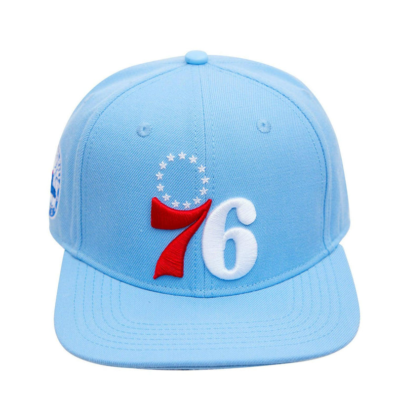Pro Standard Philadelphia 76ers Classic Logo Snapback Hat Blue Red White Patch