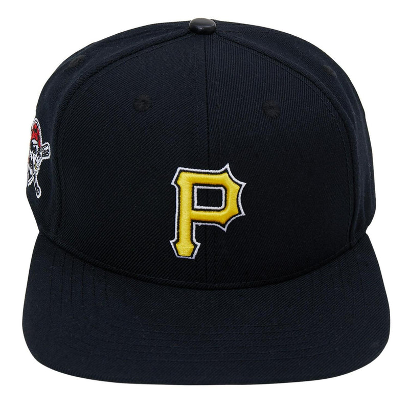 Pro Standard Pittsburgh Pirates Classic Logo Snapback Hat Black Yellow White Red Patch