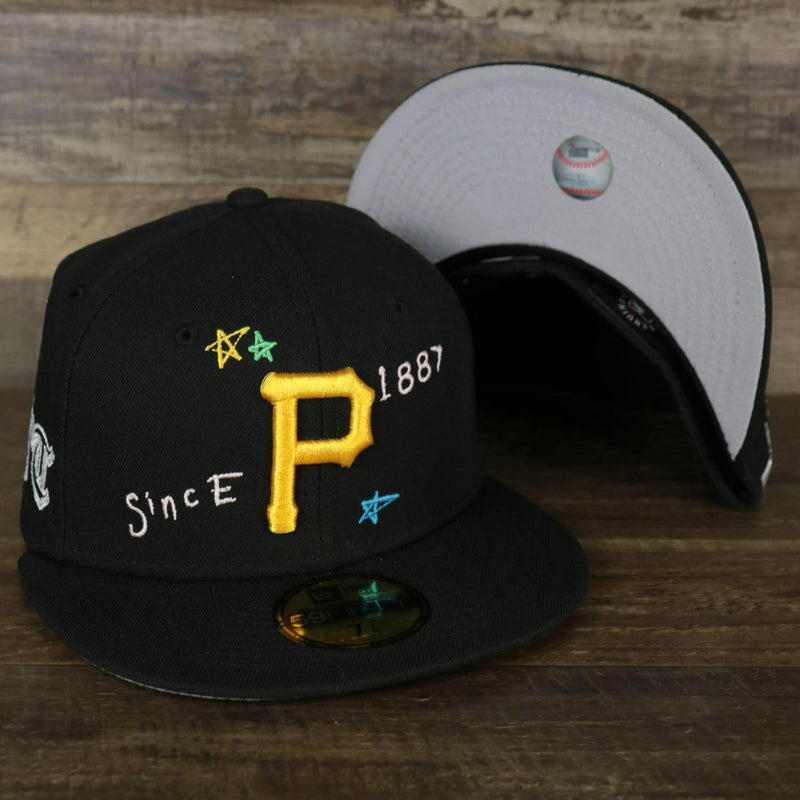 New Era Pittsburgh Pirates Scribble Patch Gray UV 59Fifty 5950 Black Fitted